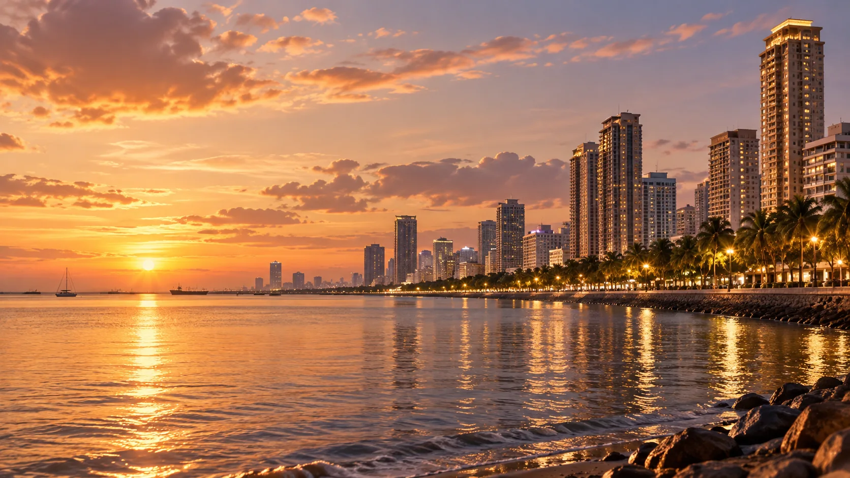 Illustrative cityscape representing Malate